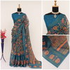 Df 152 Kalamkari Linen Daily Wear Printed Sarees Wholesale Shop In Surat